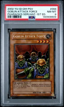 2002 Yu-Gi-Oh! Goblin Attack Force Pharaoh’s Servant PSV 1st Edition Ultra PSA 8 - Image 1