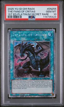 2025 YU-GI-OH! RA04-QUARTER CENTURY STAMPEDE 1ST ED THE FANG OF CRITIAS PSA 10 - Image 1