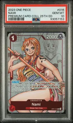 One Piece Nami OP01-016 PSA 10 Gem Mint Premium Card Collection 25th ED Alt Art - Image 1
