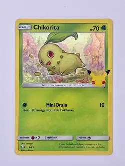 🇨🇦 Chikorita - 2/25 - Pokemon McDonald's 25th Anniversary Holo 2021 NM - Image 1