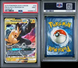2019 POKEMON SUN & MOON TEAM UP #33 PIKACHU & ZEKROM GX PSA 9 - Image 3