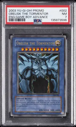 2003 YU-GI-OH! PROMO ENGLISH GAME BOY ADVANCE #002 OBELISK THE TORMENTOR PSA 7 - Image 1