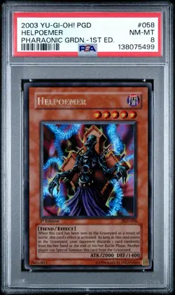 2003 Yu-Gi-Oh! Helpoemer Pharaonic Guardian PGD 1st Edition Ultra Rare PSA 8 - Image 1