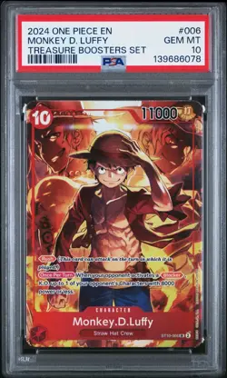 2024 ONE PIECE PROMOS 006 MONKEY D. LUFFY TREASURE BOOSTERS SET PSA 10 GEM MINT - Image 1