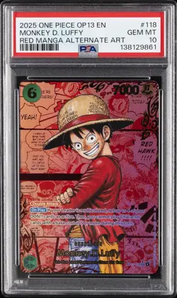 2025 ONE PIECE OP13-CARRYING ON HIS WILL #118 MONKEY D. LUFFY PSA 10 - Image 1