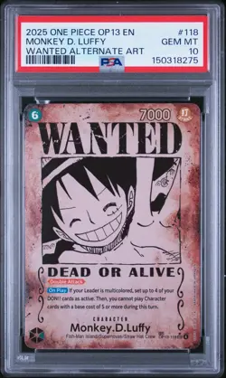 2025 ONE PIECE OP13-CARRYING ON HIS WILL #118 MONKEY D. LUFFY PSA 10 - Image 1
