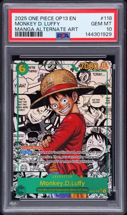 2025 ONE PIECE OP13-CARRYING ON HIS WILL #118 MONKEY D. LUFFY PSA 10 - Image 1