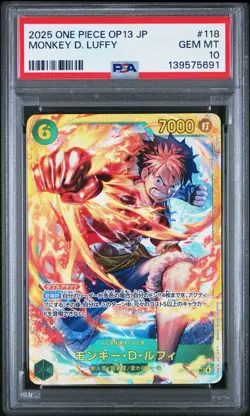 2025 ONE PIECE JPN OP13-CARRYING ON HIS WILL #118 MONKEY D. LUFFY PSA 10 - Image 1