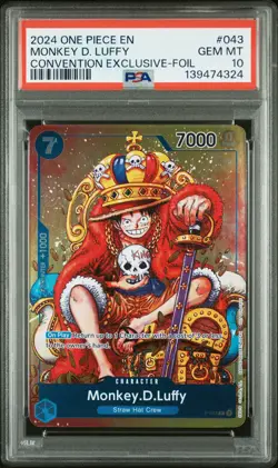2024 ONE PIECE PROMOS CONVENTION EXCLUSIVE-FOIL #043 MONKEY D. LUFFY PSA 10 - Image 1