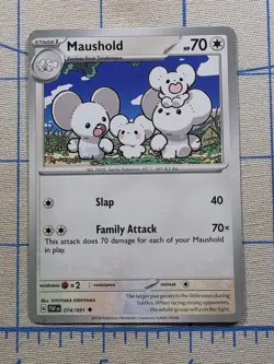Pokemon TCG Maushold 074/091 SV: Paldean Fates Uncommon Card - Image 1