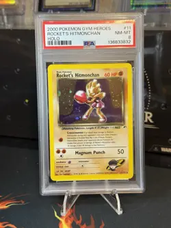 Rocket's Hitmonchan 11/132 Holo Gym Heroes Pokemon PSA 8 - HADOUKEN SWIRL!!!! - Image 1