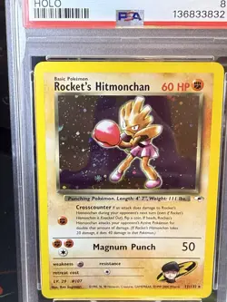 Rocket's Hitmonchan 11/132 Holo Gym Heroes Pokemon PSA 8 - HADOUKEN SWIRL!!!! - Image 3