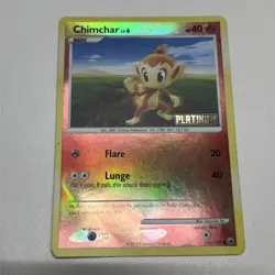 Pokemon Chimchar 56/100 Reverse Holo Majestic Dawn Platinum Burger King Promo LP - Image 1