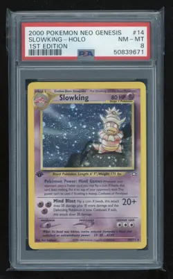 POKEMON 1st Edition Neo Genesis SLOWKING 14/111 Holo Rare PSA 8 NM-MT Vintage - Image 1