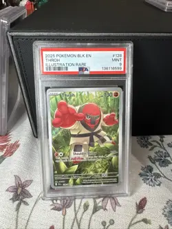 2025 POKEMON BLK EN-BLACK BOLT ILLUSTRATION RARE #128 THROH PSA 9 - Image 1