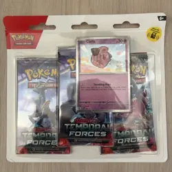 Pokemon TCG Scarlet & Violet Temporal Forces 3 Pack Triple Blister Cleffa Sealed - Image 1
