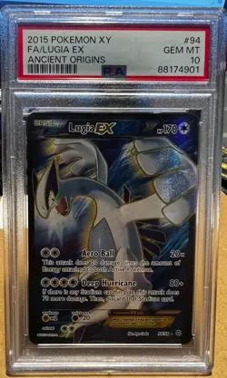 2015 POKEMON XY ANCIENT ORIGINS #94 FULL ART/LUGIA EX PSA 10 - Image 1