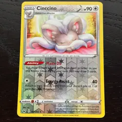 Cinccino 147/202 Pokemon Sword & Shield Base Set Reverse Holo Rare Card NM - Image 1