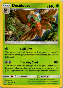 Pokemon TCG Decidueye Cosmic Eclipse 20/236 Holo Holo Rare - Image 1