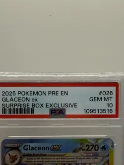 Pokemon TCG 2025 Glaceon ex Prismatic Evolutions 026/131 Promo Holo PSA 10 - Image 2