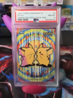 Topps 2000 Pokemon TV Animation Series 2 Stick-Ons Ditto. PSA 8 - Image 1