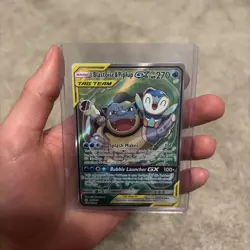 Pokemon Blastoise & Piplup GX TAG TEAM Full Art Ultra Rare Holo 215/236 - Image 1