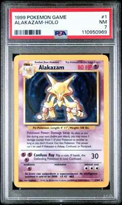 1999 POKEMON GAME #1 ALAKAZAM-HOLO PSA 7 - Image 1