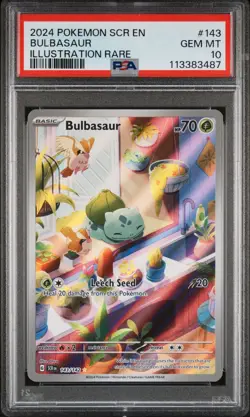 Pokemon Bulbasaur 143/142 Sv07 Stellar Crown 143 Illustration Rare GEM MT PSA 10 - Image 1