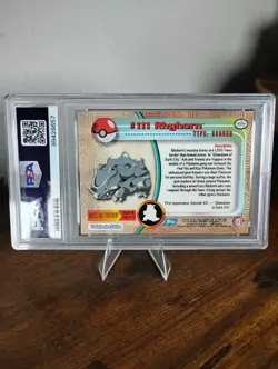 Rhyhorn #111 Non-Holo Topps TV Animation Edition Pokemon 2000 PSA 10 - Image 2