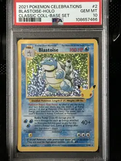 2021 POKEMON CELEBRATIONS CLASSIC COLLECTION #2 BLASTOISE-HOLO PSA 10 Gem MINT - Image 1
