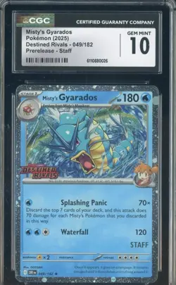 Staff Prerelease Destined Rivals 49 Misty's Gyarados Stamped CGC 10 Pokemon TCG - Image 1