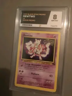 1999 Pokemon Mewtwo Black Star Promo Card Ace Grade 8 #3 Movie vintage Promo - Image 3