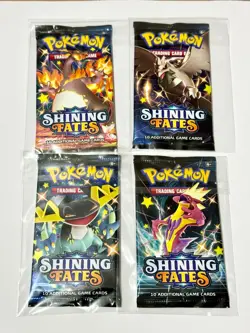 Pokemon TCG Shining Fates 4 Booster Packs Full Artwork Set Charizard NEW SEALED - Image 1