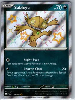 Sableye 184/091 SV: Paldean Fates - Pokemon Card - NM - Image 1