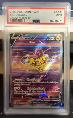 PSA 9 Raikou V GG41 Crown Zenith Galarian Gallery Full Art Pokemon Card - Image 1