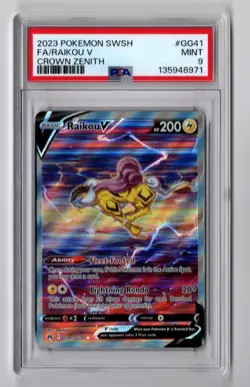 PSA 9 Raikou V GG41 Crown Zenith Galarian Gallery Full Art Pokemon Card - Image 3