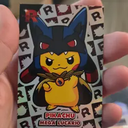 Pokemon TCG Pikachu Mega Lucario Rocket Team Foil Standard Card - Image 1