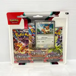 Obsidian Flames 3 Pack Blister Eevee Sealed Pokemon Card Booster Pack - Image 1