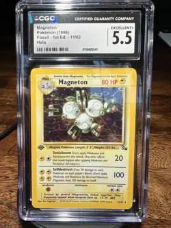 CGC 5.5 EX - MT 1st edition MAGNETON HOLO Pokemon Fossil Card! - Image 1