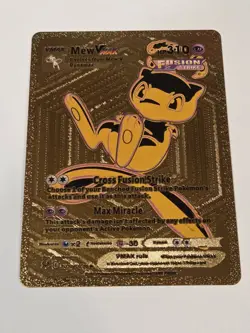 Pokemon Mew VMAX Gold Foil Fan Art Collector Card TCG Black Yellow Fusion Strike - Image 1