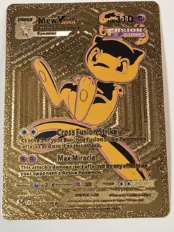 Pokemon Mew VMAX Gold Foil Fan Art Collector Card TCG Black Yellow Fusion Strike - Image 2
