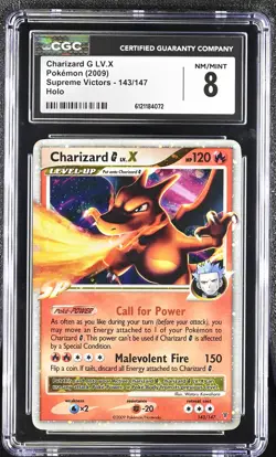 CGC 8 Charizard G LV.X 2009 Supreme Victors 143/147 Holo Pokemon Card - Image 1