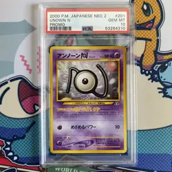 PSA 10 GEM MINT Unown N #201 Neo 2 File Promo Japanese 2000 Pokemon Card - Image 1