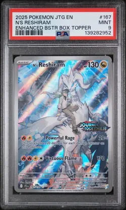 2025 POKEMON JTG EN-JOURNEY TOGETHER #167 N'S RESHIRAM PSA 9 - Image 1