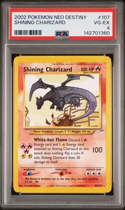 2002 Pokemon Shining Charizard Neo Destiny Holo #107 PSA 4 - Image 1