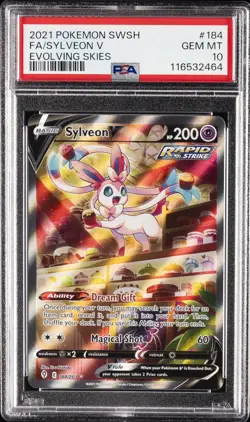 2021 POKEMON SWORD & SHIELD EVOLVING SKIES #184 FULL ART/SYLVEON V PSA 10 - Image 1