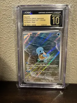 CGC PRISTINE 10 Graded Japanese Pokemon 2023 Squirtle 170/165 AR 151 SV2a b - Image 1