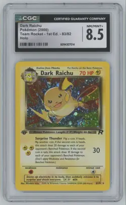 2000 Pokemon Team Rocket 1st Edition Dark Raichu CGC 8.5 Holo #83 - Image 1