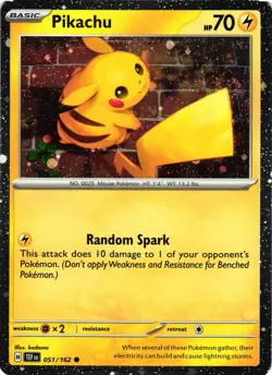 Pokemon TCG Pikachu 051/162 with Tail SWIRL Cosmos Holo NM - Image 1