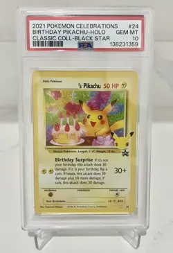 Pokemon Birthday Pikachu 2021 Celebrations Black Star Promo 24 PSA 10 - Image 1